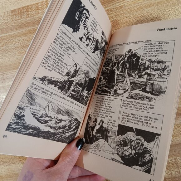 Frankenstein Mary Shelley 1984 B&W Pocket Classics Comic Paperback Vtg  Horror - Picture 6 of 6
